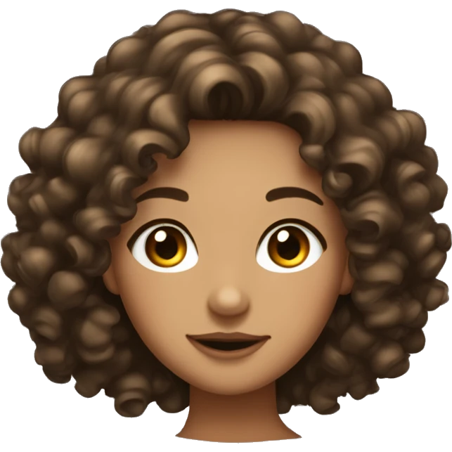 pretty tan girl with curly hair, long lashes and really dark brown emoji