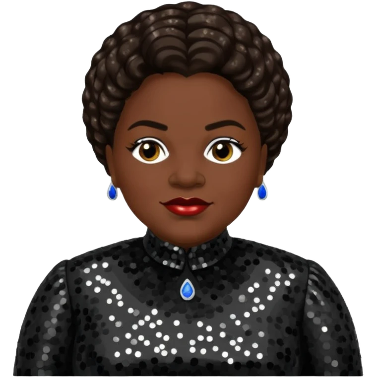 Mary McLeod Bethune with dark brown hair, black sequin outfit  emoji