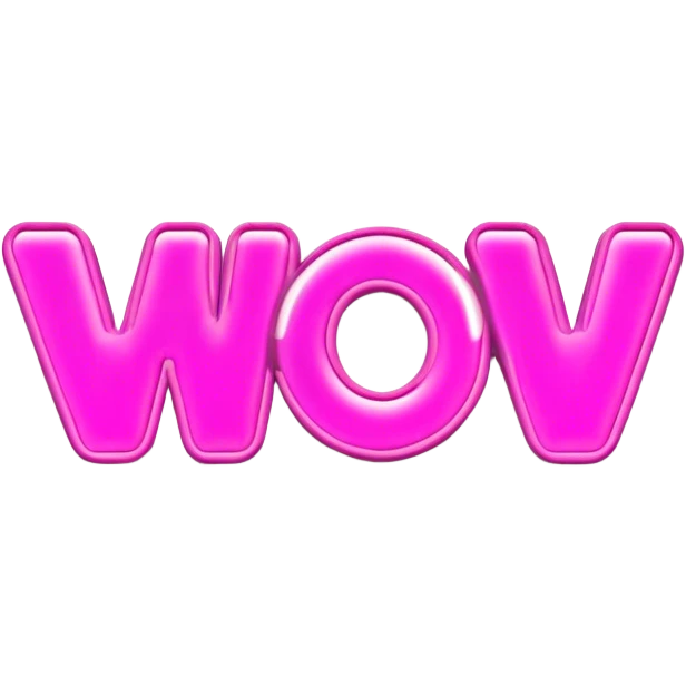 Pink neon sign with the word WOW emoji