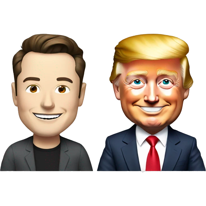 Elon musk and Donald Trump smiling  emoji