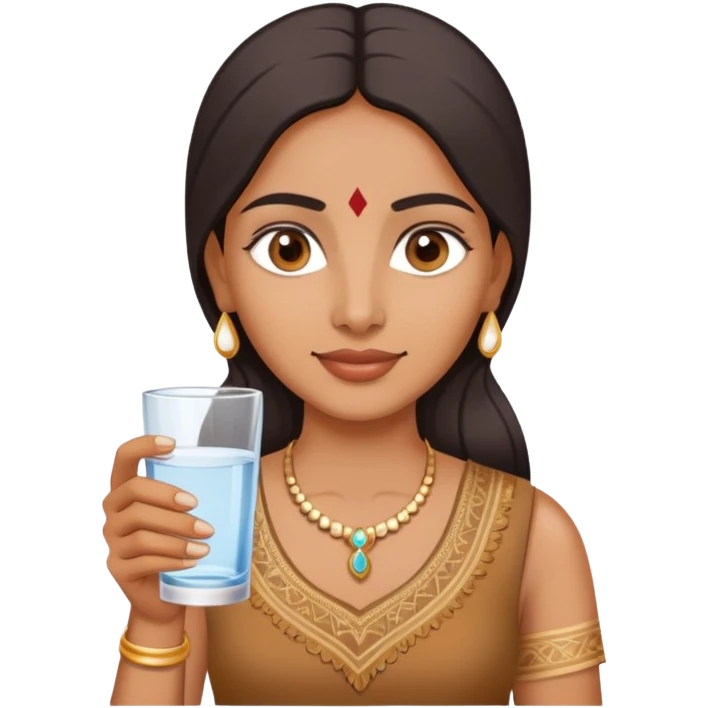 Indian woman holding water with no ice emoji