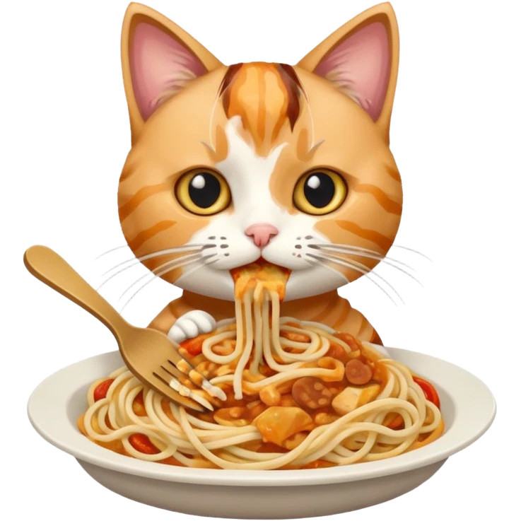 A cat that eating spaghetti emoji