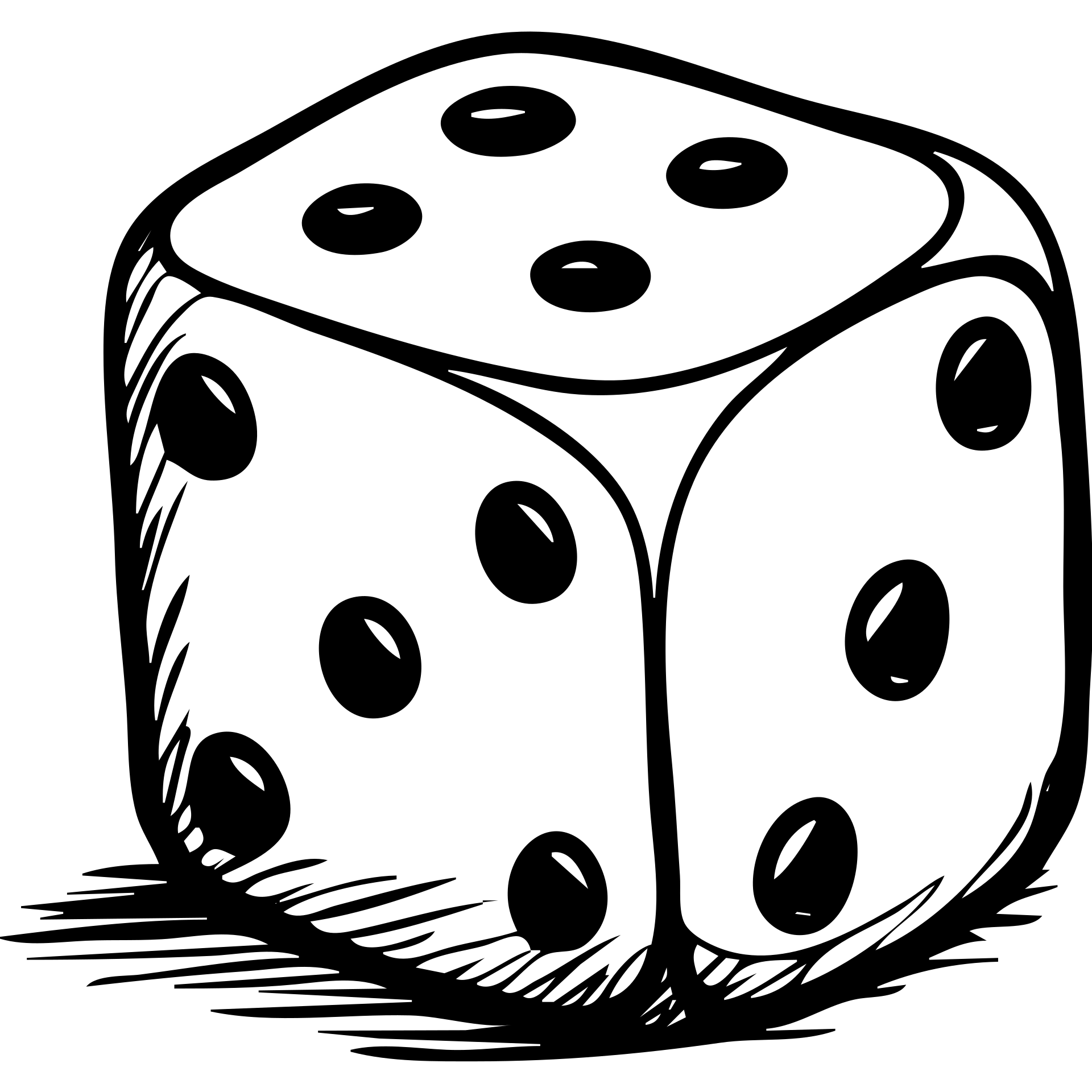 Hand-sketched dice emoji