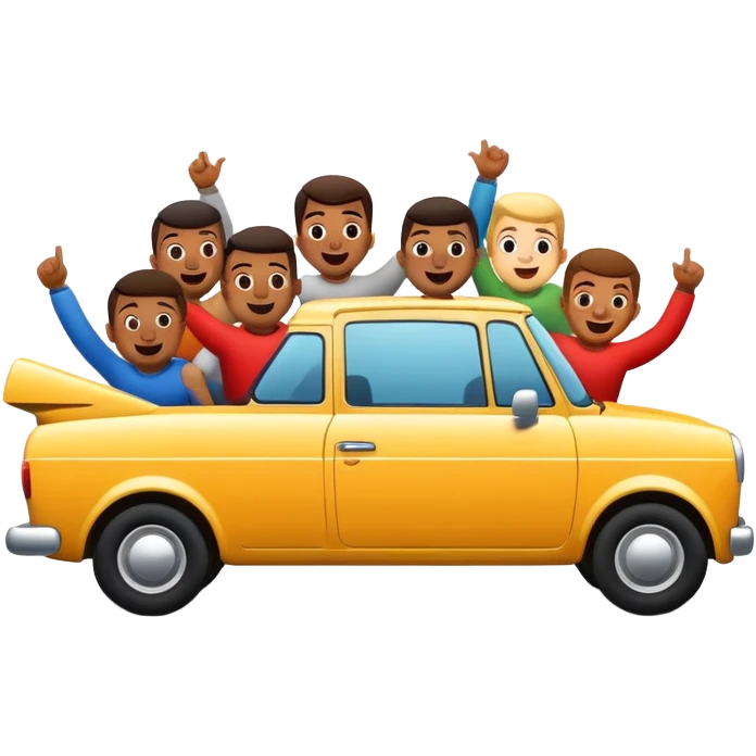 Car with 6 guys emoji
