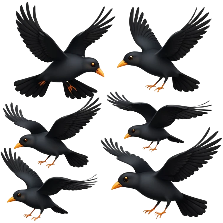 Flying in one direction multiple black birds emoji emoji