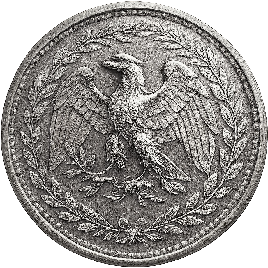 I need you to help me recreate these coing exactly as it is but just make it silver make the coin silver with transparent background please! emoji