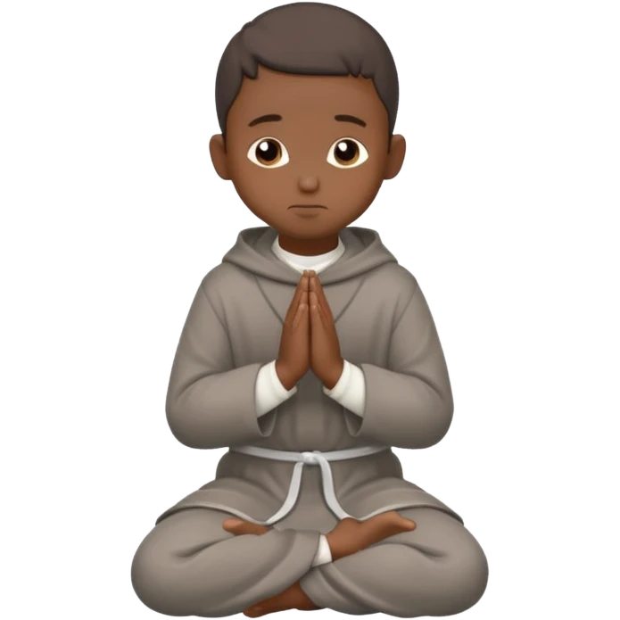 Un chico moreno con un hábito fransiscano gris ,y que el este de lado en forma de oración  emoji