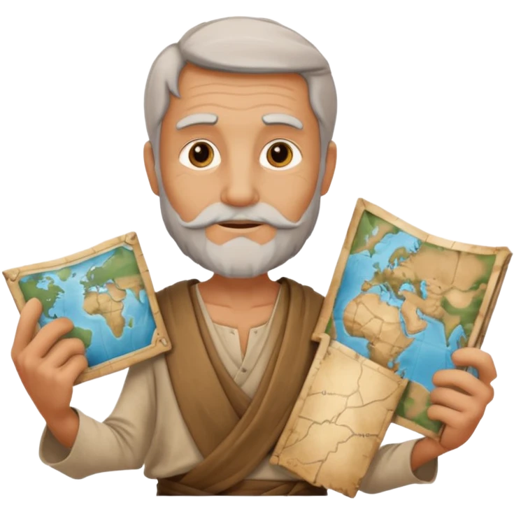 Ancient man with map  emoji