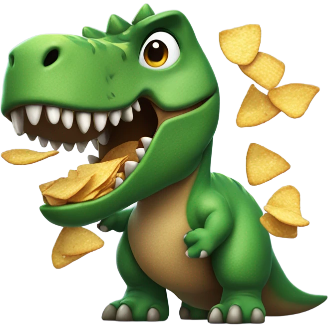 dinosaur eating chips emoji