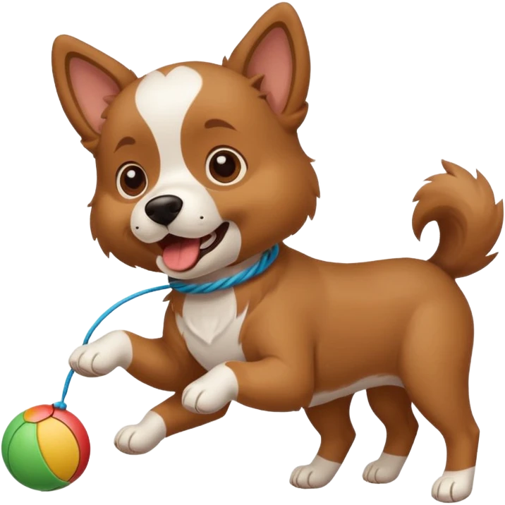 dog playing with a string toy emoji