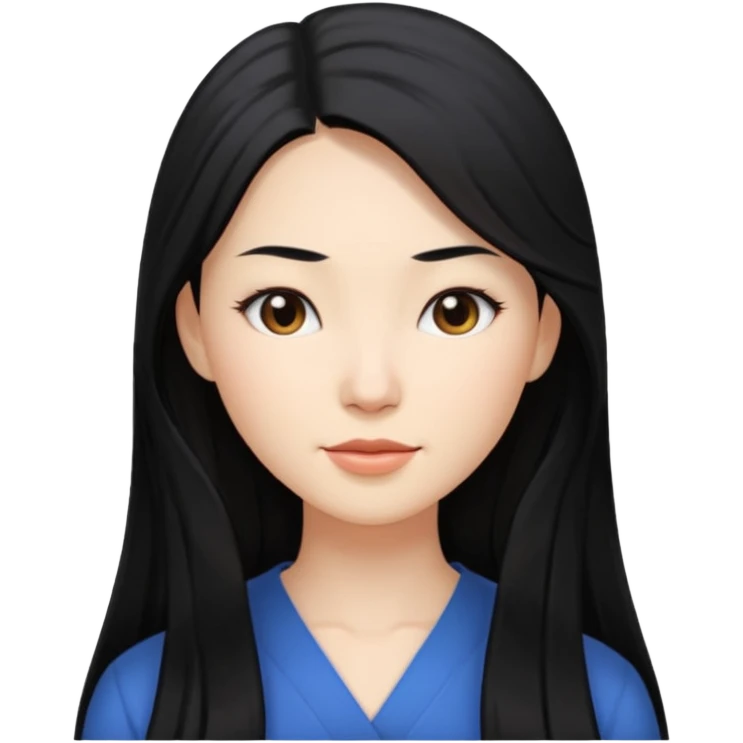 Que sea una mujer blanca pelo negro y largo y medio achinada emoji