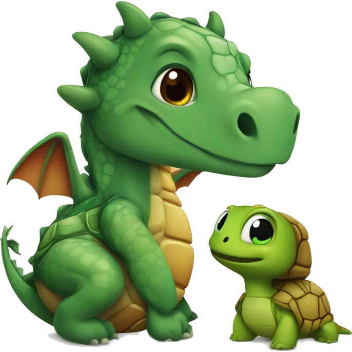 A dragon and a turtle in love emoji