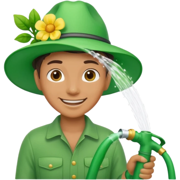 gardener watering with a hose emoji