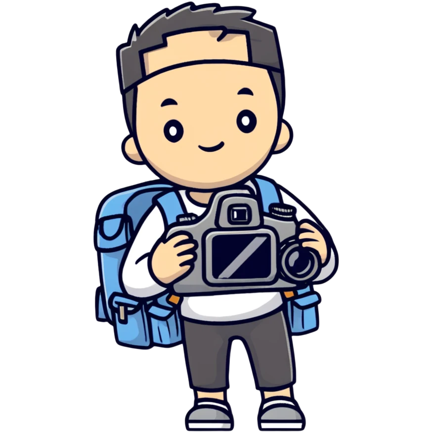 tourist with camera and backpack emoji