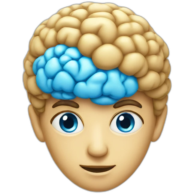 Blue smart brain emoji