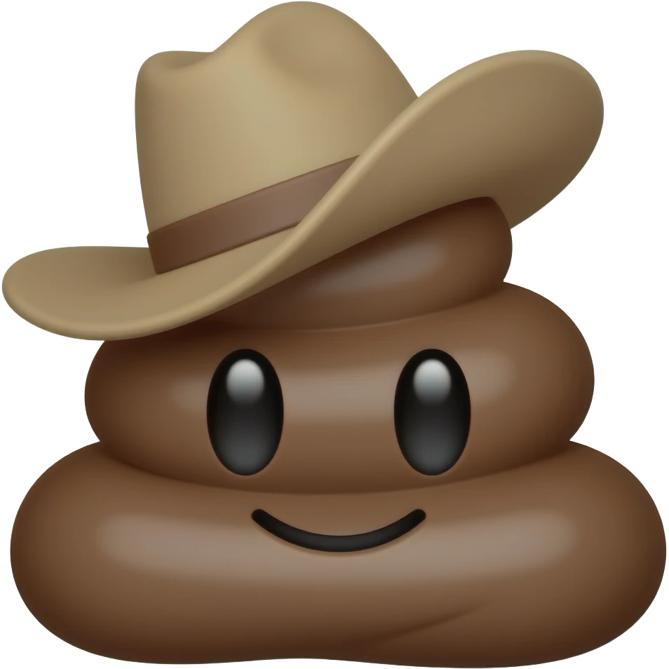 Cute 💩 with cowboy hat  on Sideways emoji