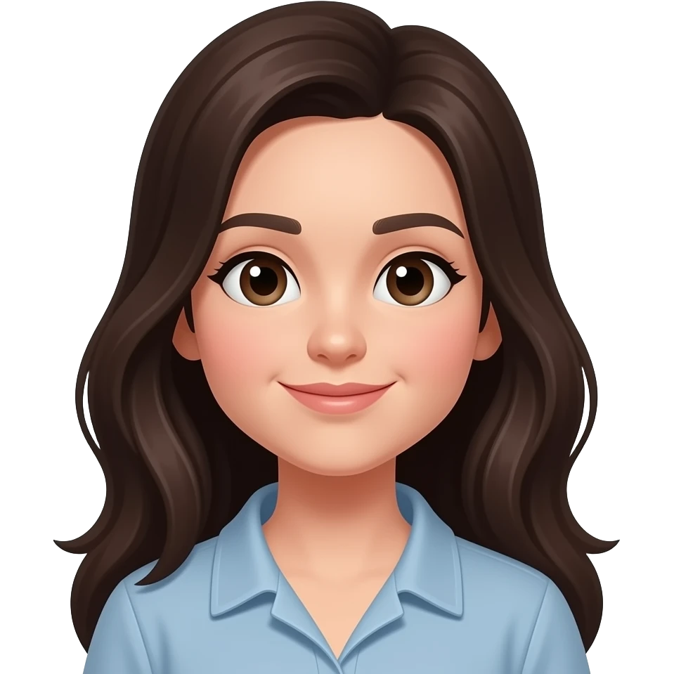 Chica morena con el pelo muy largo cara cuadrada y con amor y cuello ancho y largo emoji