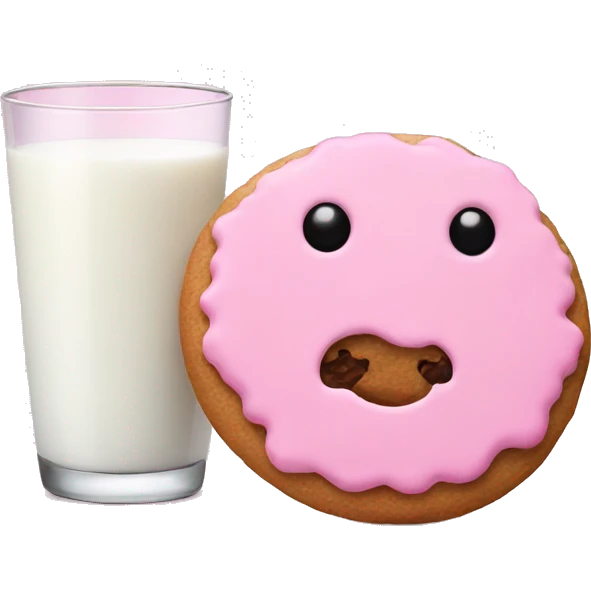 Pink cookie and milk emoji