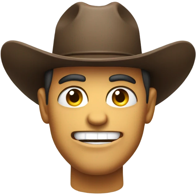 Cowboy emoji with grin and angry eyebrows emoji