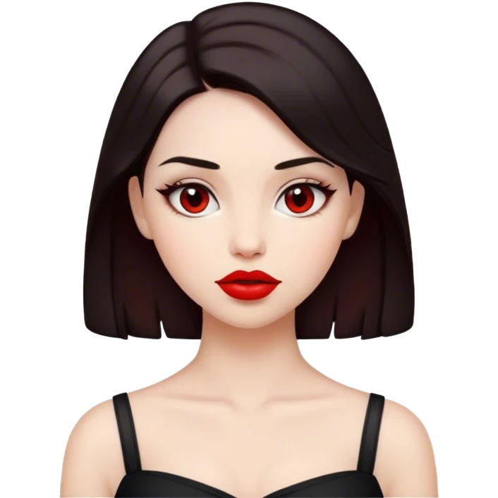 one girl with red lips, dark hair emoji