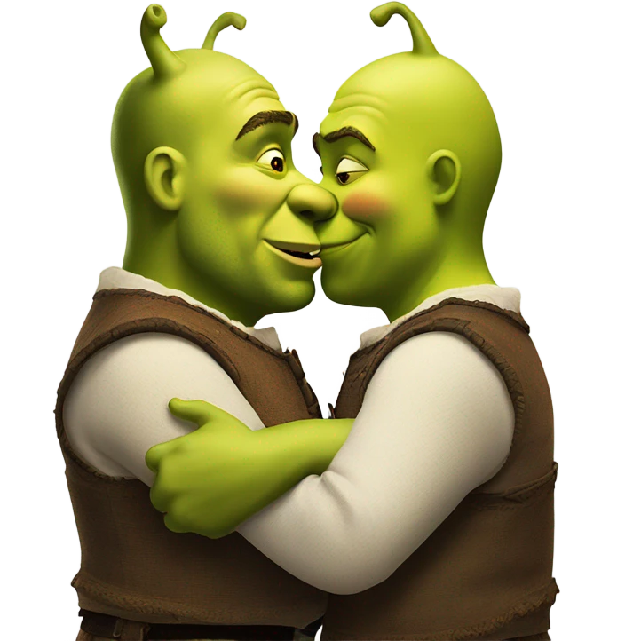 Shrek kissing another man emoji