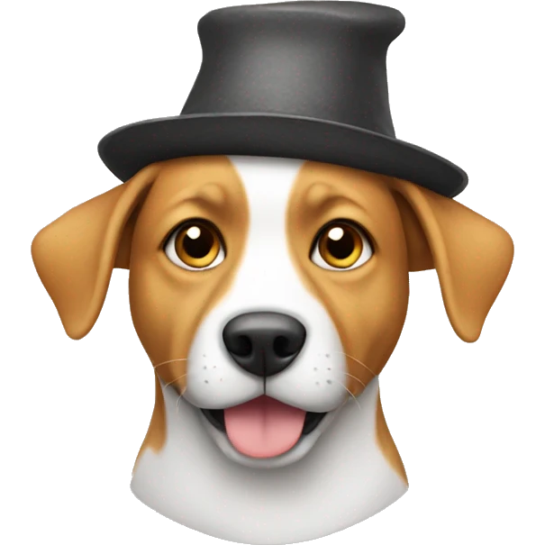 Dog wearing a cat hat emoji