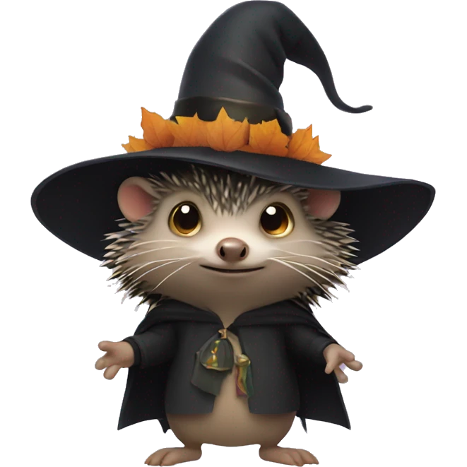 hedgehog dressed as a witch emoji