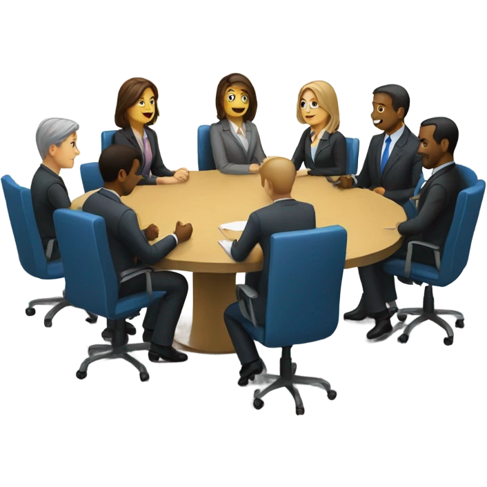 business people sitting at a round table  side view emoji