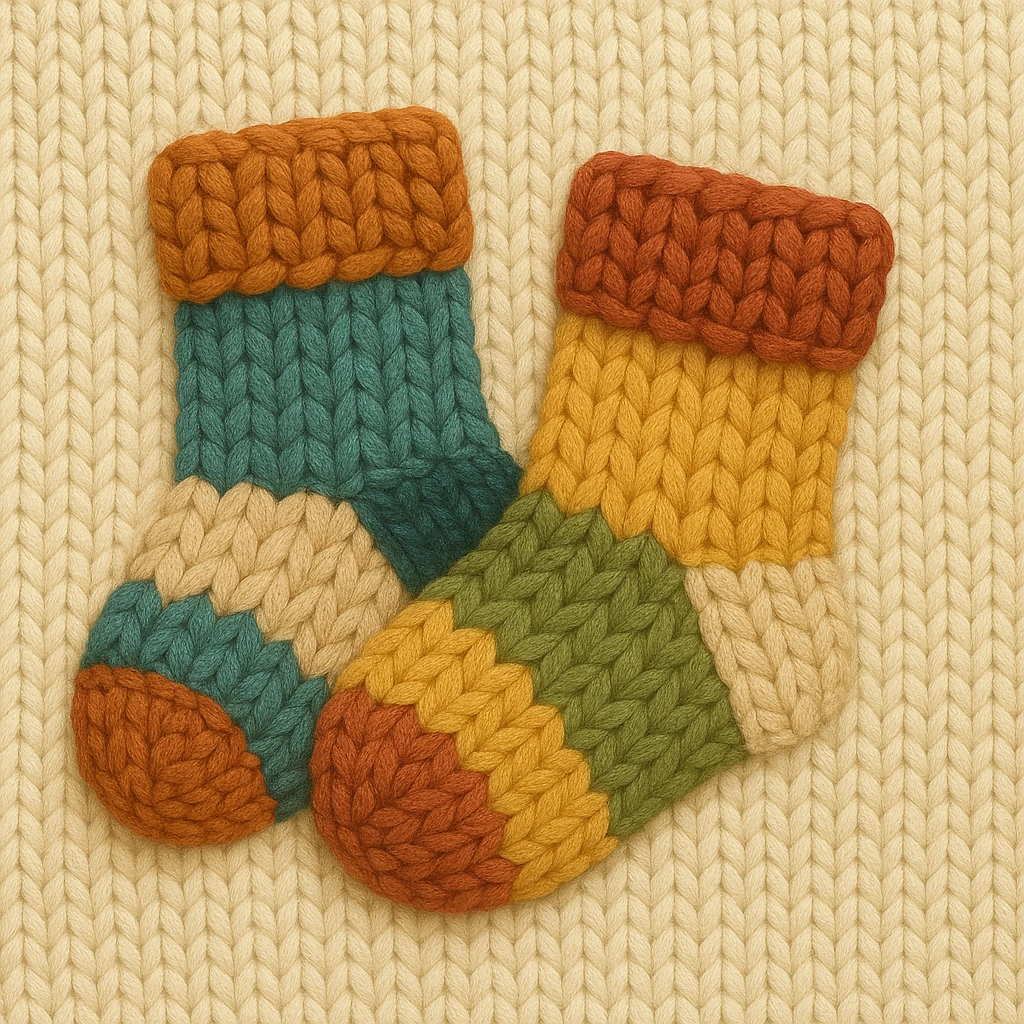 cute socks in knitted patch style emoji