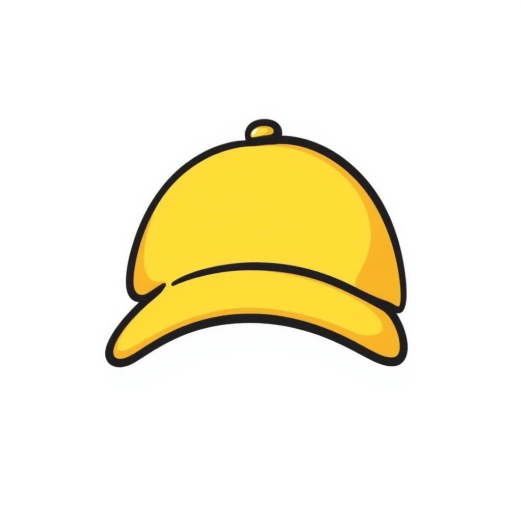 a yellow cap, hand drawn doodle style emoji
