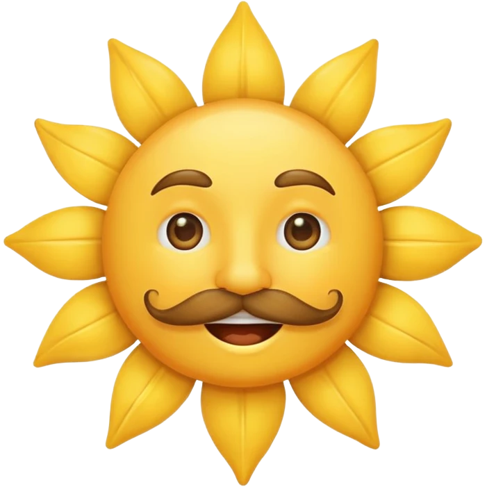 sun with mustache with no smile no brows emoji