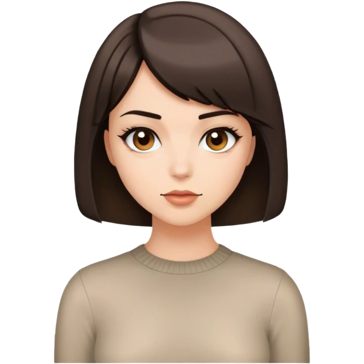 beautiful brunette woman with a bob haircut posing emoji