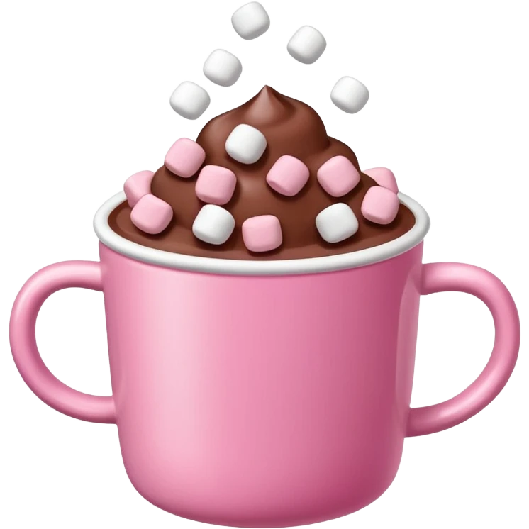 Pinke Tasse heiße Schokolade mit mini marshmallow , ohne Gesicht emoji