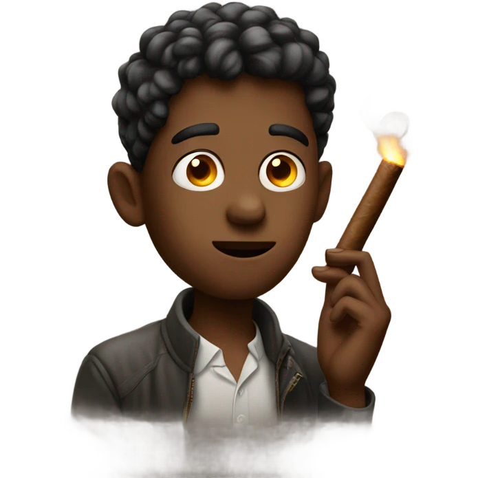 mysterious boy with a lit cigar emoji