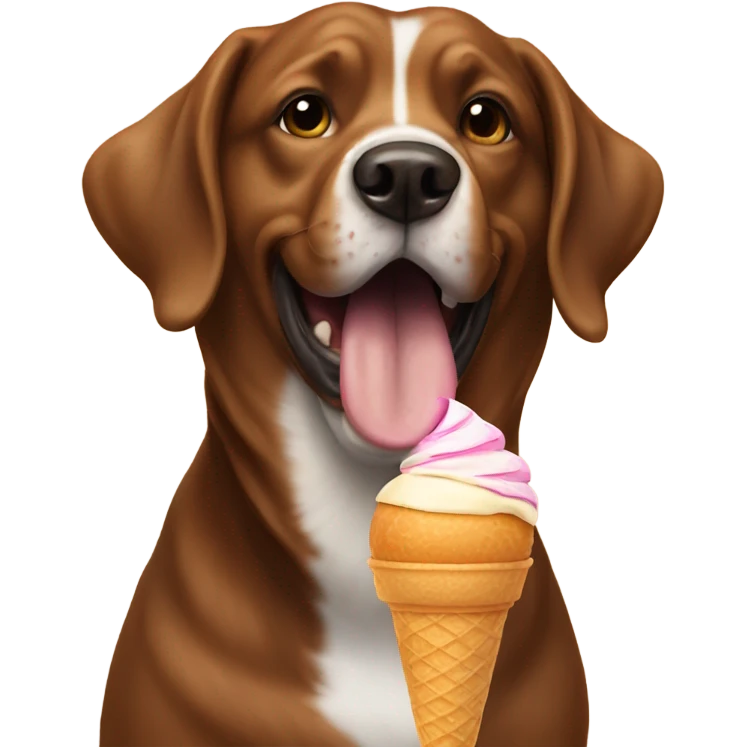 Brown dog eating an ice cream cone emoji