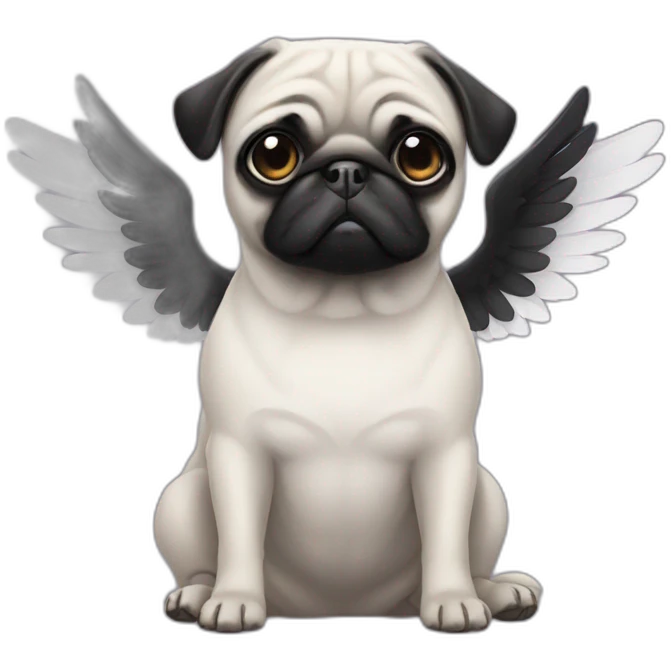 Black pug with angel wings emoji
