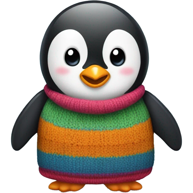 cute penguin in a big sweater emoji