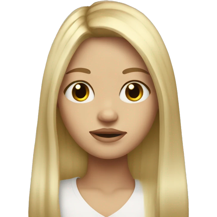 blonde long hair  girl with curtain bangs and freckles  emoji