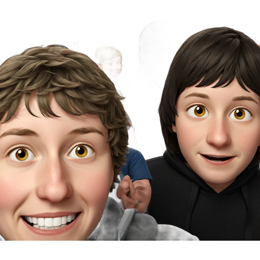 smiling boys in a crowd emoji