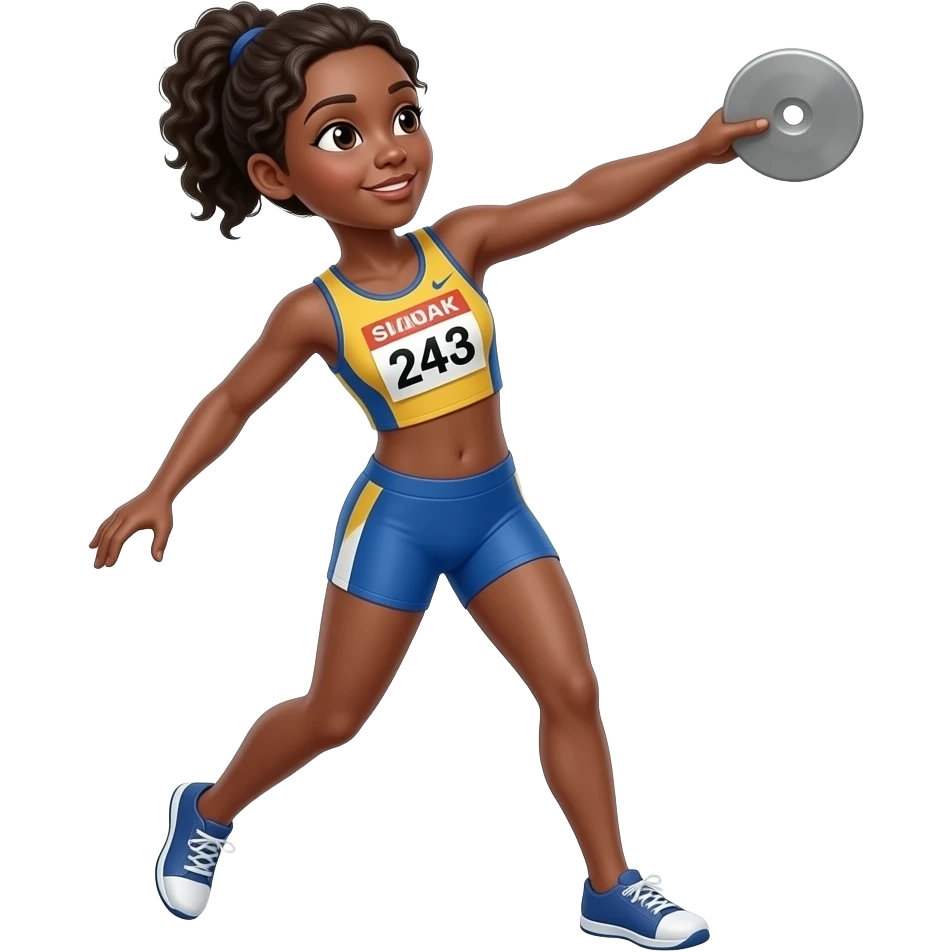 darker woman throwing discus emoji