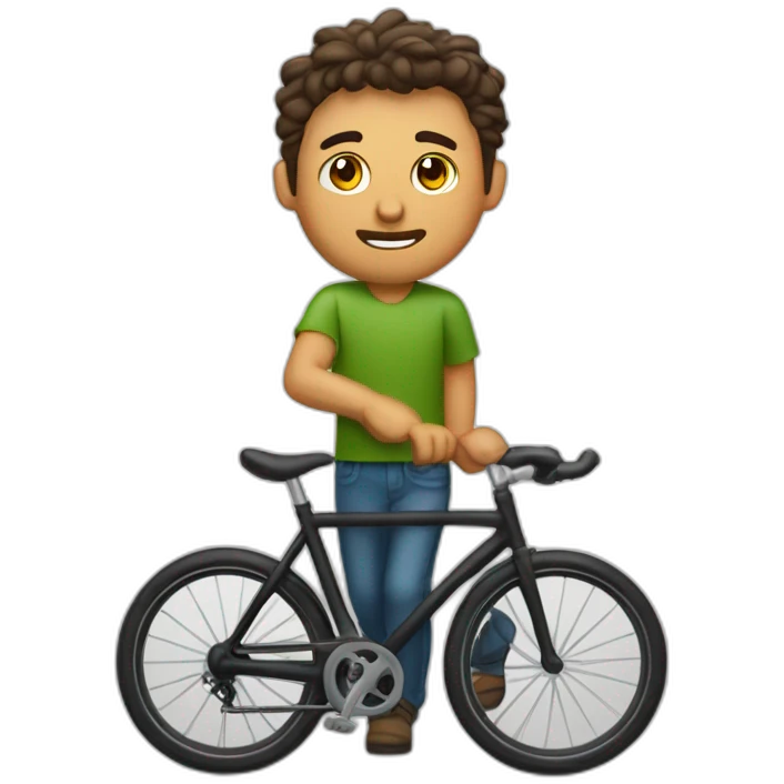 hombre gordo pelon con bicicleta emoji