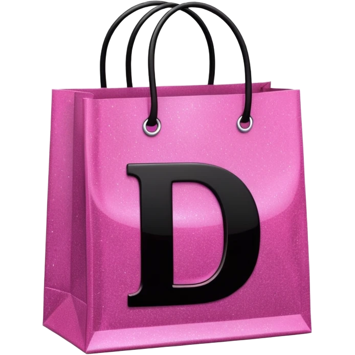 PINK GLITTER SHOPPING BAGS WITH A LETTER D IN THE MIDLLE IN COLOUR BLACK WITH GLITTER TOO  emoji