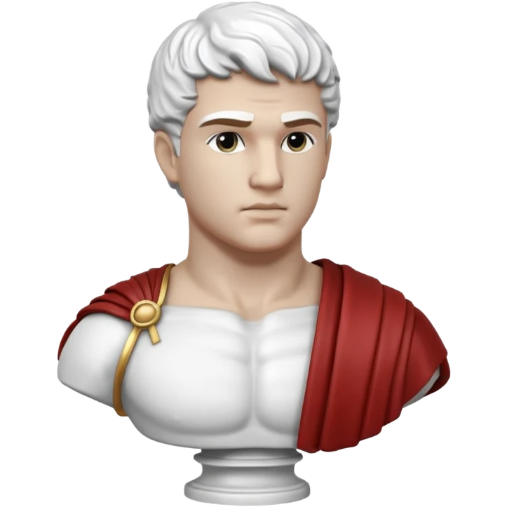 white classical roman bust, hunky, white stone face,  white stone, no other colours than white emoji