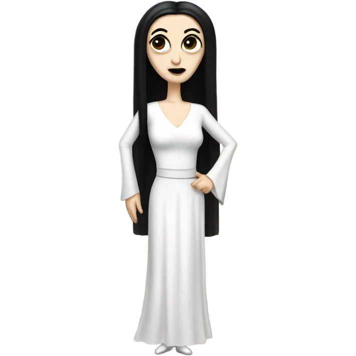Tall realistic thin Morticia Addams Princess Leia in white ballet  emoji