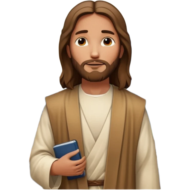 Jesus standing in a modern cityscape with a diverse group of people, detailed background with skyscrapers, streetlights, cars, and city signs emoji