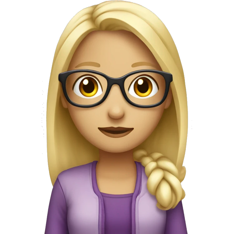 Fille blonde avec un carré et des lunettes emoji
