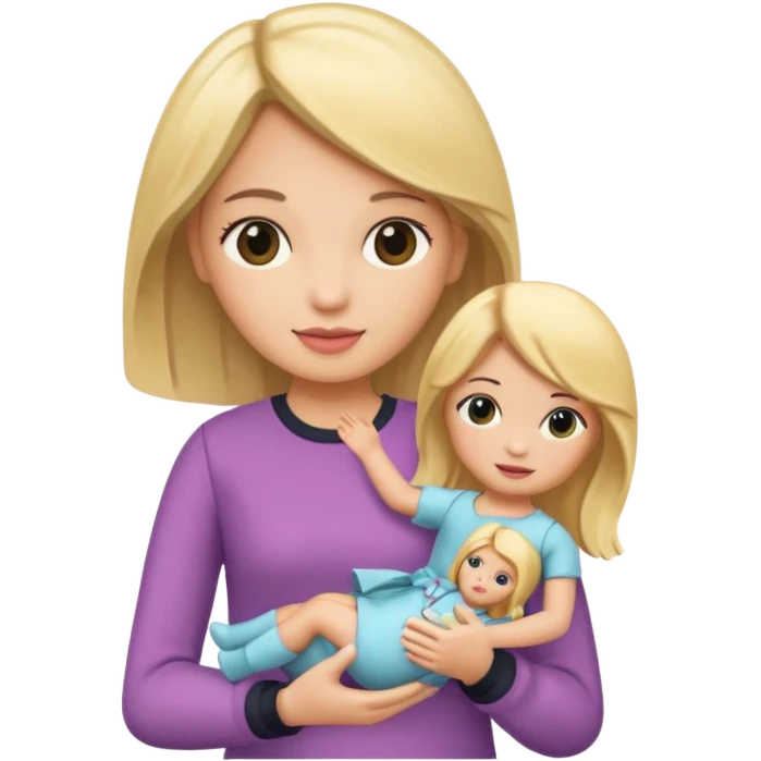 woman holding blonde doll emoji