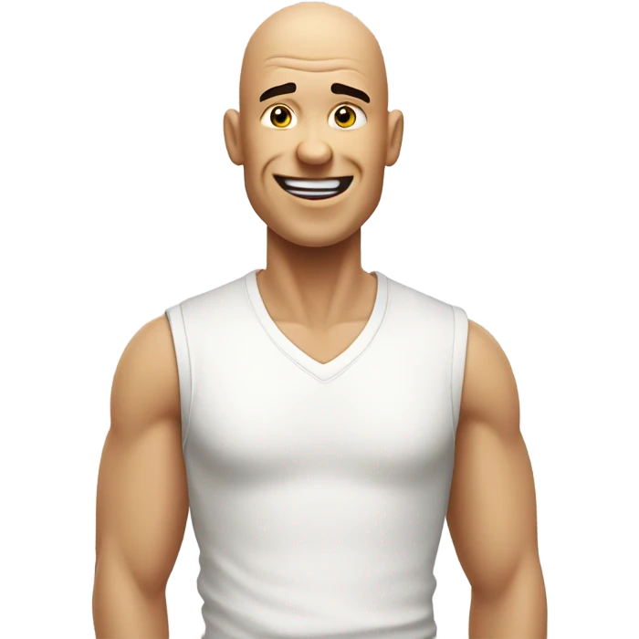 A bald man Mr clean mewing emoji