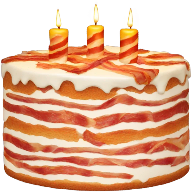 Bacon cake with candles emoji