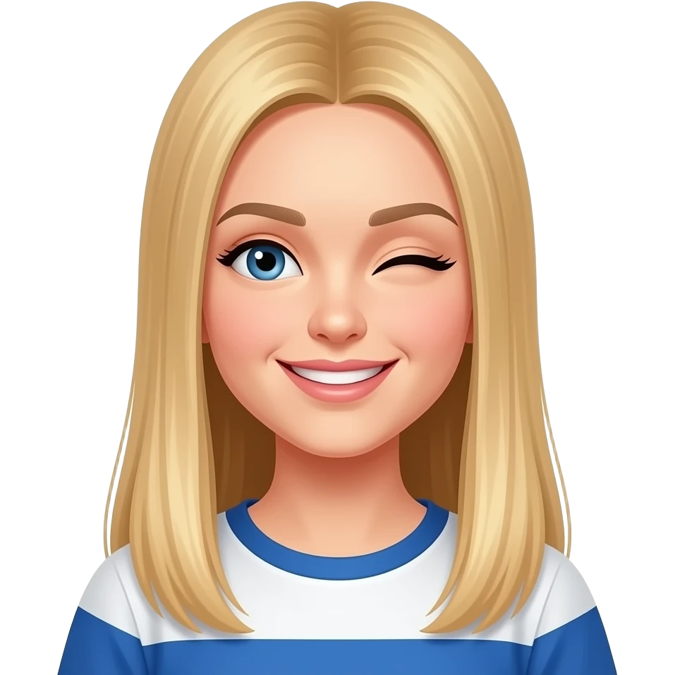 fai un set di emoji come soggetto una bella ragazza russa bionda capelli lisci lunghi e occhi chiari e ammiccando facendo l'occhiolino emoji